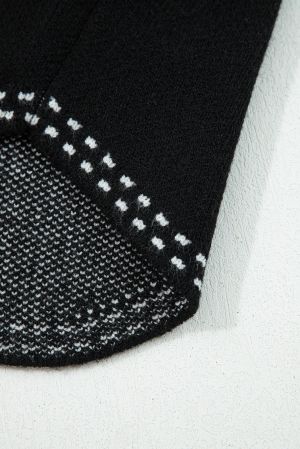 Women’s Black Button Cardigan with Contrast Stitching