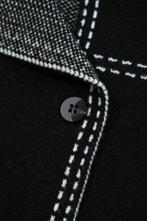 Women’s Black Button Cardigan with Contrast Stitching