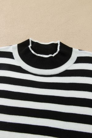 Women’s Striped Sweater with Lace Trim