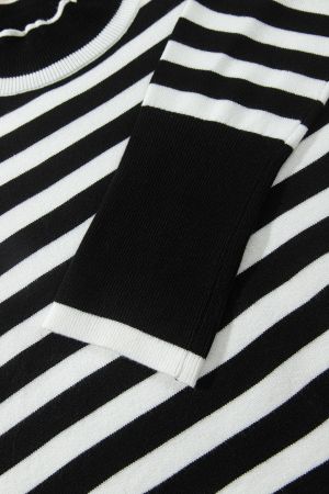 Women’s Striped Sweater with Lace Trim