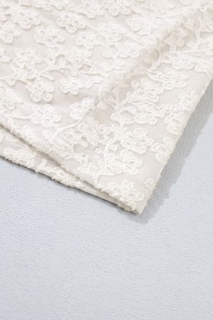 Women’s White Floral Lace Blouse with Long Sleeves