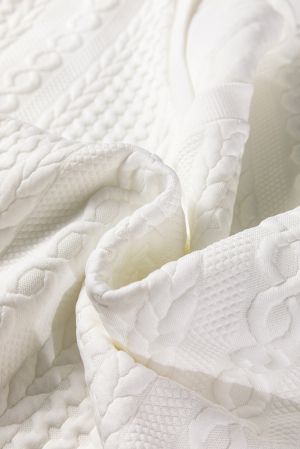 Women’s White Cable Knit Sweater with V-Neckline