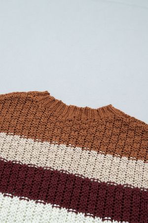 Women’s Multicolour Striped Dropped Shoulder Knitted Sweater