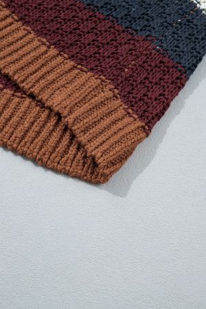 Women’s Multicolour Striped Dropped Shoulder Knitted Sweater