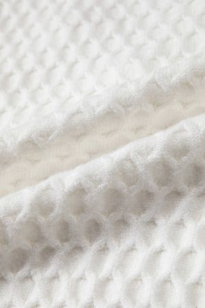 Women's White Textured Knit Sweater with Pearl Embellishments