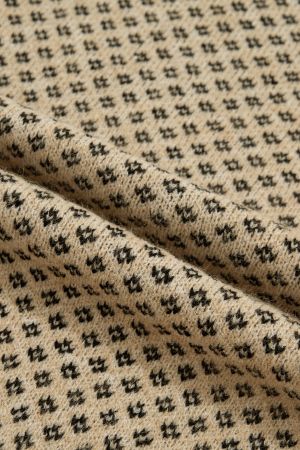 Women's Beige Geometric Print Drop Shoulder Round Neck Knit Sweater