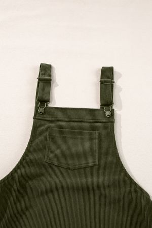 Women's Olive Green Corduroy Pinafore Dress
