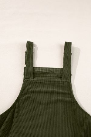 Women's Olive Green Corduroy Pinafore Dress