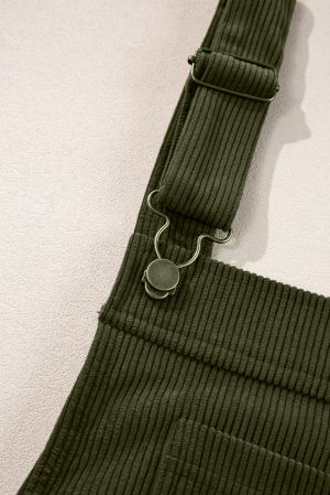 Women's Olive Green Corduroy Pinafore Dress