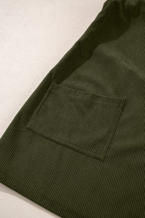 Women's Olive Green Corduroy Pinafore Dress
