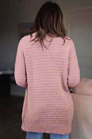 Women's Long Pink Cardigan with Pockets
