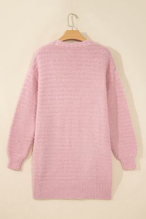 Women's Long Pink Cardigan with Pockets