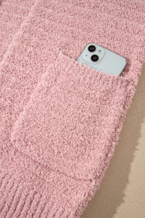 Women's Long Pink Cardigan with Pockets