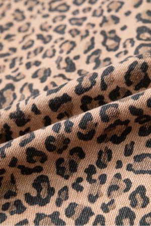 Women's Leopard Print Denim Jacket in 100% Cotton