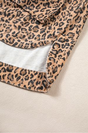 Women's Leopard Print Denim Jacket in 100% Cotton