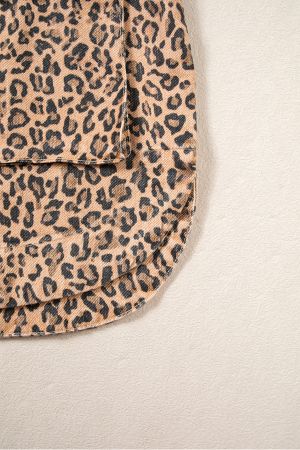 Women's Leopard Print Denim Jacket in 100% Cotton
