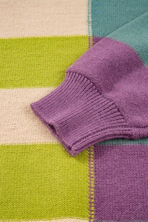 Women's Colorful Knit Sweater with Wide Stripes
