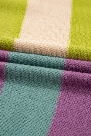 Women's Colorful Knit Sweater with Wide Stripes