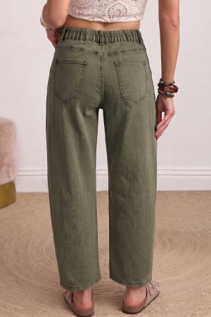 Women's Cotton Wide-Leg Jeans with Duck Print