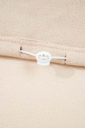 Women's Fluffy Quarter-Zip Sweatshirt with High Collar and White Contrast Panel