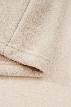 Women's Fluffy Quarter-Zip Sweatshirt with High Collar and White Contrast Panel