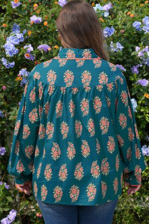 Women's Plus Size Cotton Floral Print Shirt