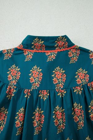 Women's Plus Size Cotton Floral Print Shirt