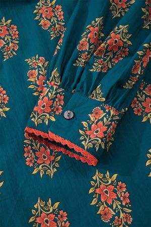 Women's Plus Size Cotton Floral Print Shirt