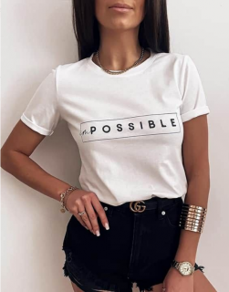Дамска тениска в бяло 'imPOSSIBLE'