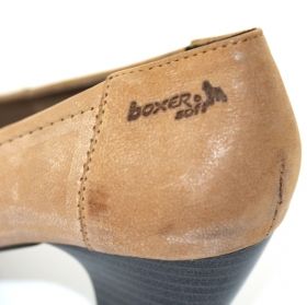 Дамски кожени обувки с ток BOXER, Светлокафяви