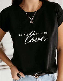 Черна тениска 'Do All Things With Love'