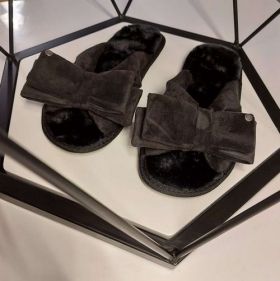 INBLU Италиански домашни чехли с ефектна пандела, Черни