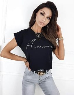 Дамска тениска в черно 'Amour'