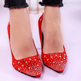 Дамски червени обувки на ток