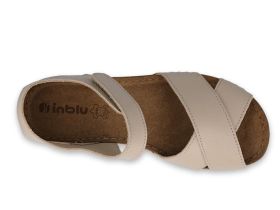 INBLU Дамски анатомични кожени сандали със затворена пета, Бежови