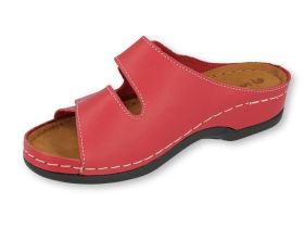 INBLU Италиански дамски анатомични чехли от естествена кожа, Червени