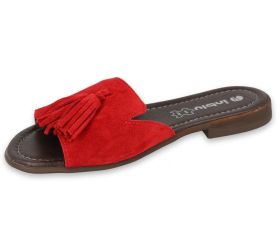 INBLU Италиански дамски чехли от естествен велур, Червени