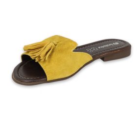 INBLU Италиански дамски чехли от естествен велур, Жълти