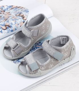 BEFADO PAPI Бебешки сандалки от текстил, Сиви