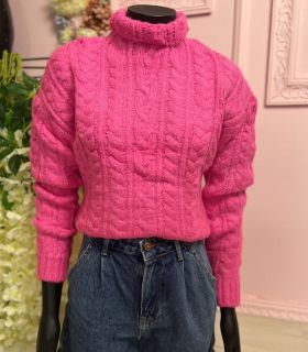 Дамски пуловер в цвят циклама