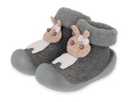 BEFADO Бебешки Обувки чорапчета, Сиви с зайче