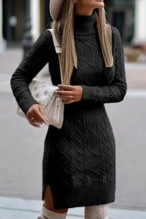 Дамска рокля тип пуловер в черно