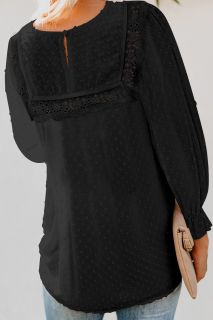 Дамска елегантна блуза в черно с принт на точки