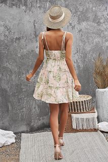 Ефирна къса дамска рокля на цветя