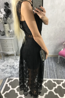 Дамска дантелена рокля в черно