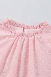 Дамска блуза с дълъг ръкав с принт на точки в розово