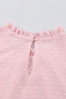 Дамска блуза с дълъг ръкав с принт на точки в розово