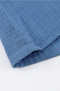 Дамска риза с дълъг ръкав и къдрички в син цвят