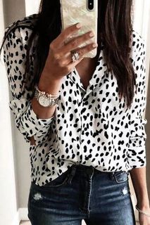 Дамска риза с дълъг ръкав и леопардов принт