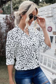 Дамска риза с дълъг ръкав и леопардов принт